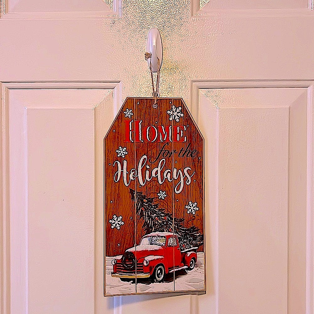🔴 CLEARANCE 🏷️ SET OF 2 🎄 CHRISTMAS RED TRUCK WALL OR DOOR HANGING HOLIDAY DECOR - Picture 7 of 13